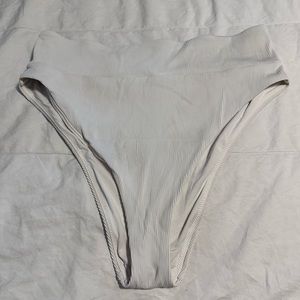 Aerie Ribbed High Waisted High Cut Cheeky Bikini - White - XL